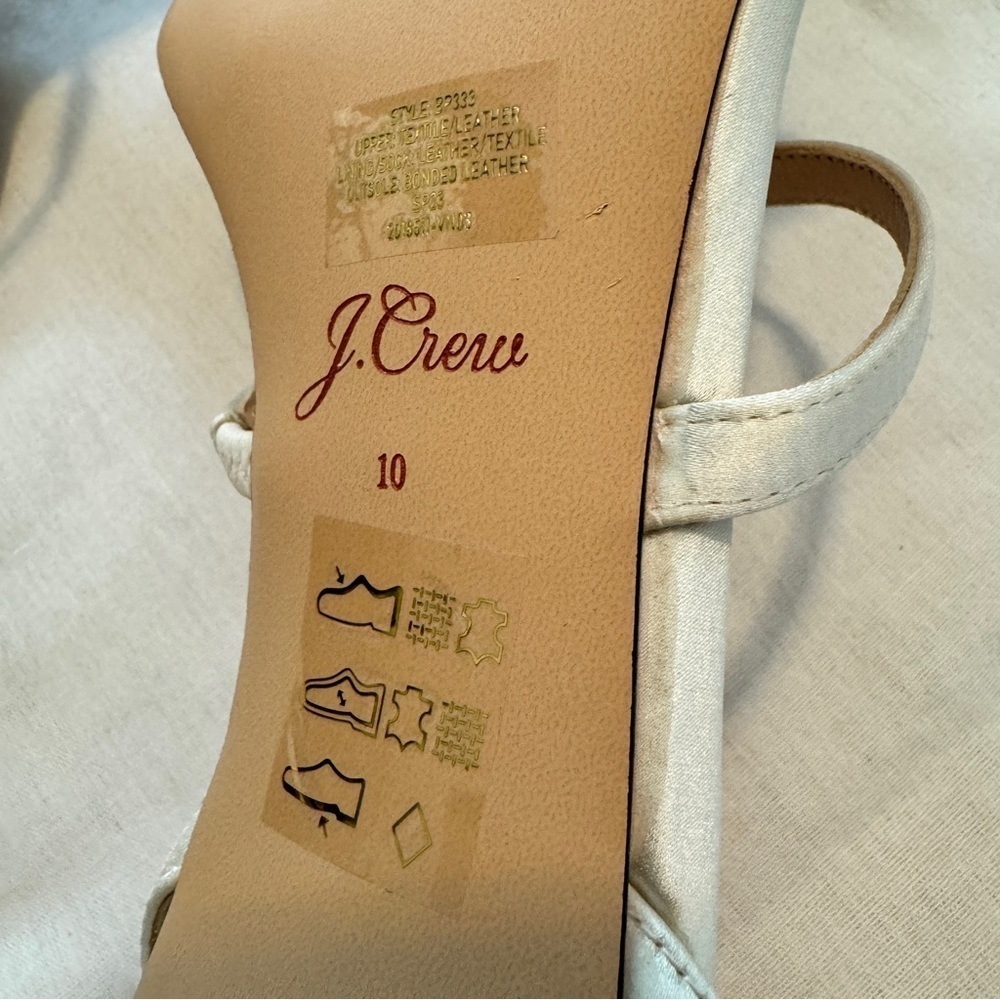 J Crew 10 Ava Strappy Glitter Heels in Satin ~ White Wedding Formal Prom - Picture 7 of 8